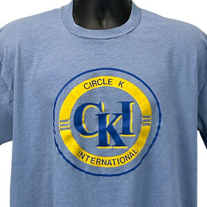 Vintage 90s Circle K International T Shirt CKI Kiwanis USA Made Blue XL X-Large
